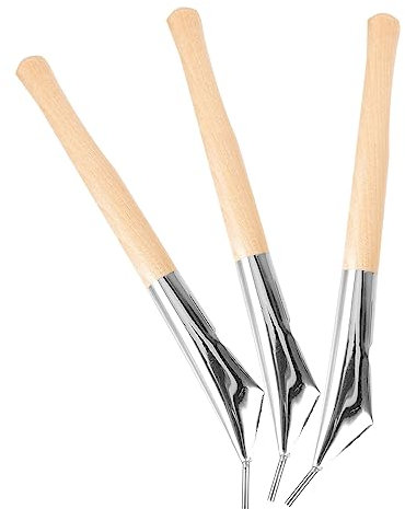 Anneome 3 Stück Batik Wachsdruck Werkzeugset Edelstahl Mit Holzgriff Kompakt Für Präzise Tonformung Und Töpferarbeiten Selbstgemacht Künstler