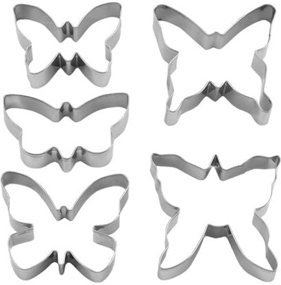 Paquete De 5 Moldes Para Galletas De Mariposa, Moldes Para Hornear De Acero Inoxidable, Moldes Para Cortar Fondant, Moldes Para Imprimir Fondant, Moldes Para Hornear Pasteles