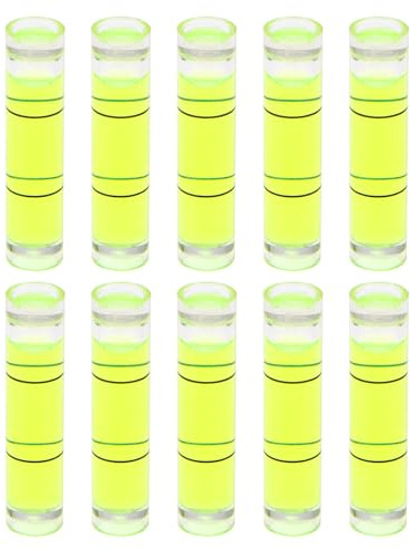 sourcing map Lot de 10 petites fioles cylindriques de niveau à bulle en PMMA 8 x 35 mm - Mini niveau à bulle horizontal - Outils de mise en page pour camping-car, TV, cadre photo - Outil de mise en