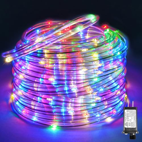 100FT 300 LED Rope Lights Outdoor, Connectable and Flexible Tube Lights with 8 Modes, Waterproof Indoor Rope Lighting for House, Deck, Garden, Backyard, Patio, Pool, Tree Decorations - Multicolor