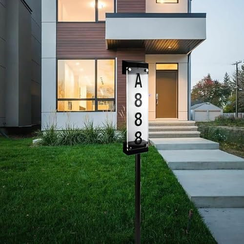 Señal de dirección Solar Números de casa iluminados Placas de dirección iluminadas LED de 7 Colores con energía Solar a Prueba de Agua con estacas para la Calle del Patio Exterior de la casa
