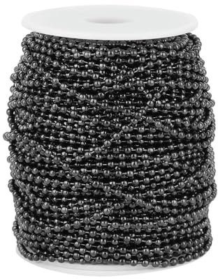 1 Meter Edelstahlperlen 1,5 mm/2 mm/2,5 mm/3,0 mm Kugelketten für Schlüsselanhänger, Schmuckherstellung, DIY-Halsketten, Armband-Beschläge-Schwarze Farbe-Perlen 3,0 mm