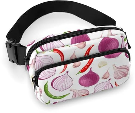 Sac banane à l'oignon, à l'ail, au poivre, pour homme et femme, sac banane pour entraînement, course à pied, voyage avec sangle réglable