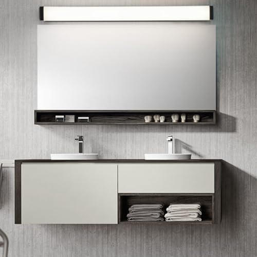 LED Espejo Baño Aplique de Pared Estanco Lámpara de Pared Temperatura de 3 Colores Luz de Pared 3000K/4000K/6000K Interior Aplique de Pared Tocador Loft Maquillaje Iluminación (Negro Luz Blanca,50cm)