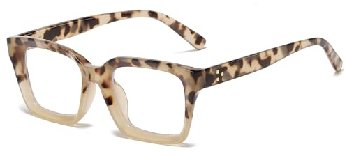 LJCZKA Blaulichtfilter Brille Quadratisch Damen Herren Eckig Ohne Stärke Anti-Müdigkeit Computerbrille Gaming PC Brille
