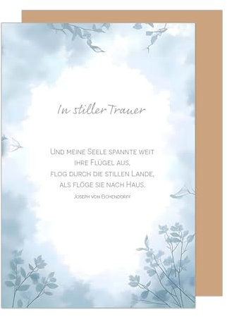 Edition Seidel Premium Trauerkarte mit Umschlag. Beileidskarte Trauer Karte mit Spruch In stiller Trauer Aufrichtige Anteilnahme Abschied letzter Gruß Mitgefühl Zweige (T1190 SW025)