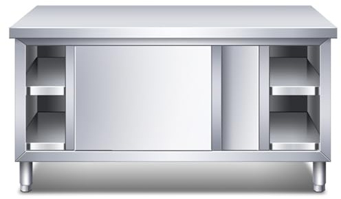 Arbeitsschrank mit Schiebetüren, Edelstahl Arbeitstisch Küche, Gastro Schrank Schiebetürenschrank Edelstahl, für Speisekammern, Restaurants, Küchen, Großküchen(80*40*80cm/31.5*15.7*31.5in)