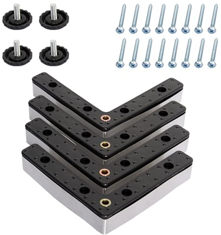 Rattan park 4PCS 145x145x30mm Garden Furniture Legs, Rattan Furniture Sofa Legs,Modern Metal Corner Furniture Feet, Sofa And Table Feet for Furniture L-Shaped Corner Feet