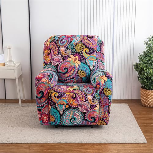 PEIHUODAN Sesselbezug Stretch Hoch Elastisch für Relaxsessel & Fernsehseller - Landhausdesign Blumenmuster mit seitlicher Tasche | Polyester Sesselüberzug Universell (Pattern 2,1 Places)