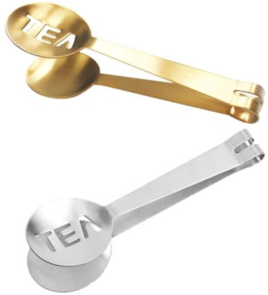 OKUMEYR 2 Pezzi Clip Colino Tè Acciaio Inossidabile Spremiagrumi Bustine Tè Facile Usare Design Ergonomico Sicuro Pratico Conservazione Compatta