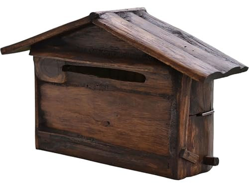 Boîte aux lettres murale vintage en bois en forme de cabane à suspendre pour enveloppes et lettres