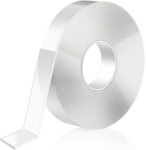poeland Multipurpose Double Sided Tape Heavy Duty, Clear, Adhesive Gel Carpet Tapes, Strong Sticky Nano Mounting Tapes 1 Roll (2MM x 2CM x 5M)
