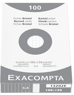 Exacompta 10 Boxen 100 Karteikarten 5x5 100 x 150 mm Weiß