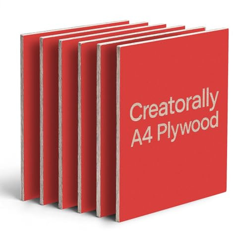 Creatorally Farbige Sperrholz 3mm, Laser Material Sperrholzplatte 29.7x21 cm 6 Stück, Linde Holz A4 für Lasercut Schneiden und Gravieren, Holzplatte zum DIY Brandmalerei (Rot)