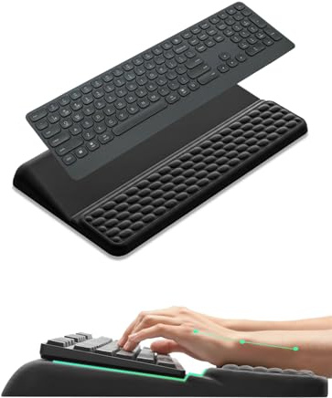 Daztup Computer Keyboard Stand with Wrist Rest, Ergonomic All-in-One Keyboard Riser with Palm Support Pad, Non-Slip Desktop Computer Stand for Office Home Gaming Desk (Black)
