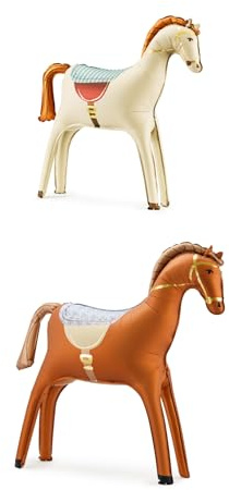 Schiggeria XXL Folienballon Pferde Set, selbststehend und wiederverwendbar, 112x97 cm und 86,5x73 cm, braun und beige, Kindergeburtstag Deko, Pferdegeburtstag, Pferdedeko, Ballon