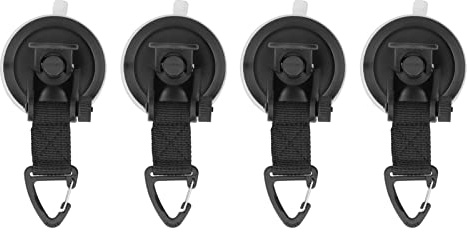 Saugnapf-Anker, strapazierfähig, robustes ABS-Material, 10 kg belastbar, für Auto, Camping, Outdoor, Reisen, Schwarz, 6,5 cm, 4 Stück