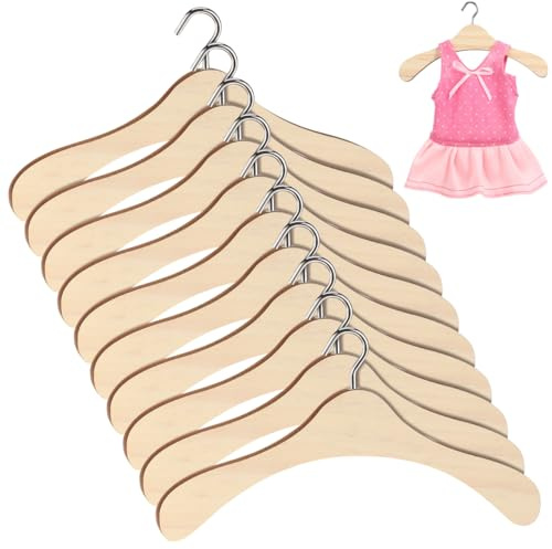 TOYANDONA 10 Stück Kleiderbügel aus Holz für Puppen, Miniatur-puppenkleiderbügel-zubehör für Bjd-Puppen, Babypuppenkleidung, Präsentation von Kleinen Puppenoutfits (15 cm)