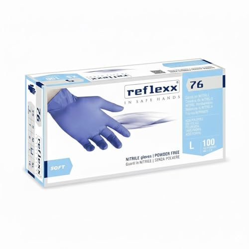 REFLEXX R76 300/1000 Guanti in nitrile AZZURRO - 3,5 GRAMMI morbidi elastici - VARIE TAGLIE OFFERTA - per dentisti parrucchieri palestra ed altro (300 pezzi Taglia L)