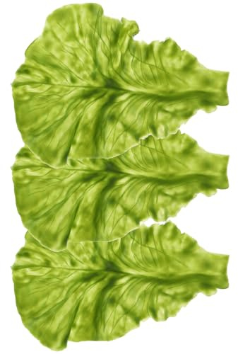 DOITOOL 3 Pcs Fake Lettuce Leaves Green Simulation Vegetables Leaves Pvc Material Artificial Green Lettuce Realistic Food Model Decor for Kitchen Home Party Display Props
