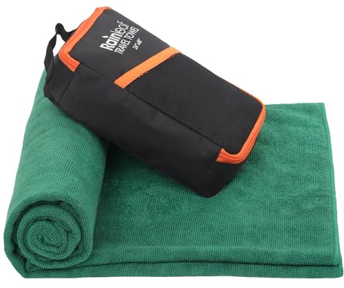 Rainleaf Microfiber Towel Quick Dry Camping & Travel Towel. Compact | Super Absorbent & Lightweight & Fast Drying. Suitable for Gym, Beach, Bath, Backpacking, Hiking, Swim. Green, 30 x 50 in