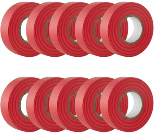 GTSE Isolierband Rot 19 mm x 20 m 10 Rollen | Strapazierfähig, selbstklebend, PVC, zum Schutz und Reparieren von Kabeln