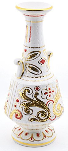 ART ESCUDELLERS ANFORA/Jarron Multicolor en Ceramica Pintada a Mano con Oro de 24K, Decorado al Estilo BIZANTINO Blanco. 10cm x 10cm x 22cm