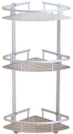 Eckregal für Badezimmer, 3 Etagen mit Haken, Duschorganizer, Platzsparend, 56 x 23 x 30 cm