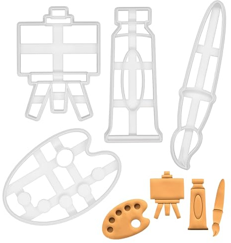 4er Set Malerei Ausstechformen (Formen: Pinsel, Palette, Staffelei und Farbtube), 4 Teile, Bakerlogy