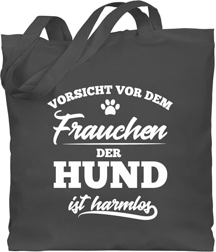 Shirtracer - Baumwolltasche - Geschenk für Hundebesitzer - Vorsicht vor dem Frauchen der Hund ist harmlos