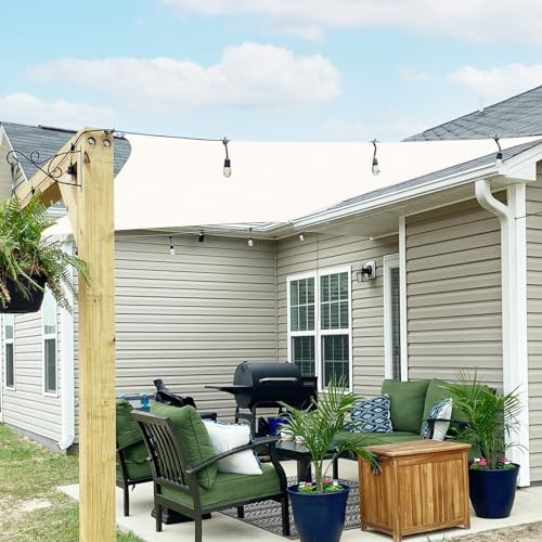 SUNNY GUARD Vela ombreggiante 3x3m HDPE Tenda a Vela Rettangolare, Tenda da sole per esterno Traspirante Protezione Raggi UV per Giardino Esterno terrazza, Crema
