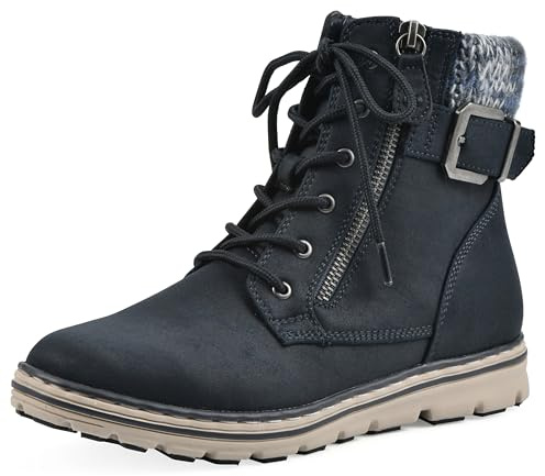 CLIFFS BY WHITE MOUNTAIN Shoes Kelsie Botines estilo senderismo con cordones para mujer, Marino/Tela, 38 EU