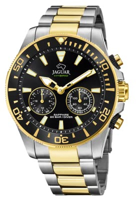 JAGUAR Hybrid Smartwatch Herren Edelstahl 316L - 20 ATM, Analog, Musiksteuerung, Schrittzähler, Anrufbenachrichtigungen - J889/2