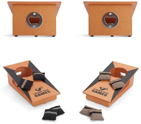 Grown Man Games Mini Cornhole - Tragbares Cornhole Spiel - Mini Sitzsack Wurfspiel - Cornhole Trinkspiel - Partyspiel - Tabletop Cornhole - Desktop Cornhole - Outdoor & Indoor Cornhole Set