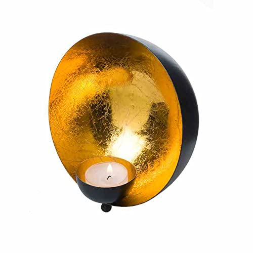 Teelichthalter Wand gold 2er Set, Wanddeko Metall, Deko Wohnzimmer, Deko gold für Weihnachten