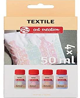 Talens Art Creation Textilfarbe, Set dauerhafte Stoffmalfarbe | 4 Pastellfarben für T-Shirts, Schuhe, Kleidung, DIY, Upcycling