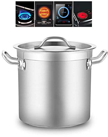 WHLMYH POT Zuppiera con coperchio, in acciaio inox con coperchio, coperchio in acciaio inox, linea del livello dell'acqua nel vaso, adatto per tutti i piani di fornello), argento, 45 cm 45 cm (67 l).