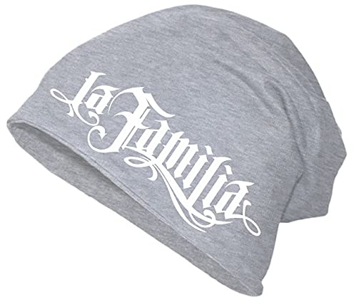 Männer Herren Long Beanie La Familia Logo Rap Biker Hardcore Ultras Criminal