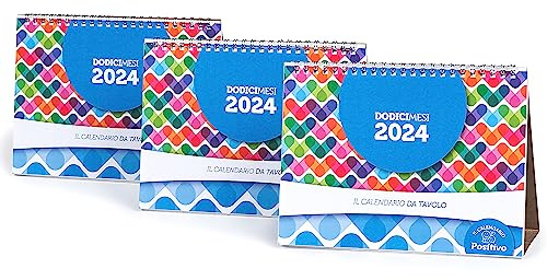 3 PZ - Calendario da Tavolo 2024 | Calendario da Scrivania | In Carta Ecosostenibile NON Patinata - Ideale per segnare Appuntamenti ed Impegni – Dimensioni 21x15 | 28 facciate