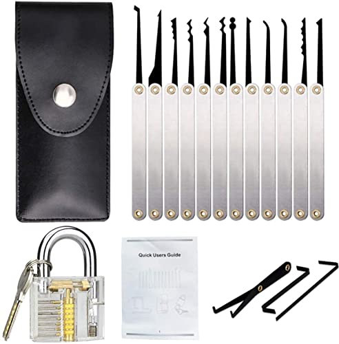 GLLBTPT 17pcs Black Tool Handbag Professional Household Set Kit Lock Pick Set Home Gate-Locks, Silver (KSTZ01)