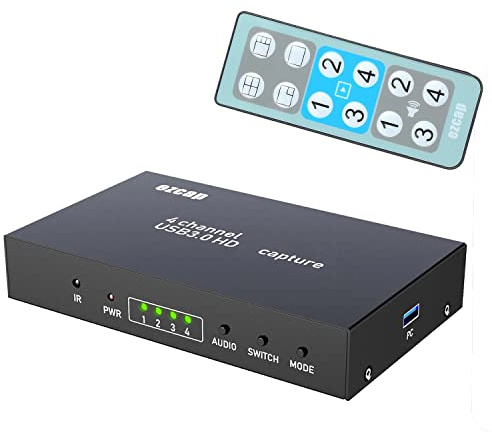 Tarjeta de captura de vídeo 4 canales USB3.0 1080P 60fps Captura de grabación 4 cámaras múltiples a OBS Live Streaming