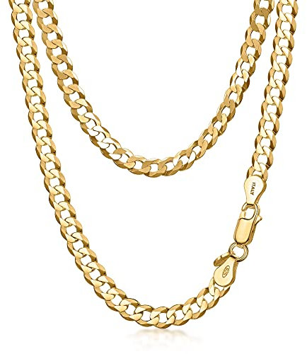 Amberta Men 925 Sterling Silver Cuban Chain: Gold Necklace for Men 5.5 mm 18 inch