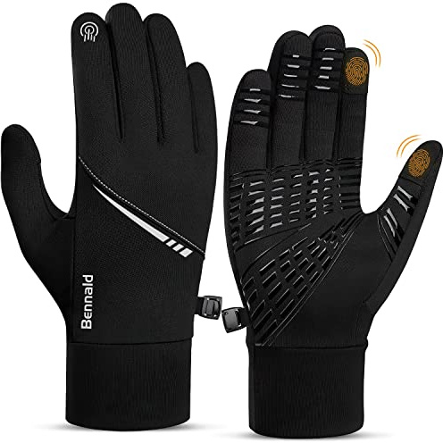 BENNALD Guanti Invernali, Ciclismo Guanti Moto Caldi Touch Screen Antivento Guanti da Sci Guanti Sportivi da Esterni per Trekking Sci Guida Corsa Sportivi Pesca per Uomo Donna XL