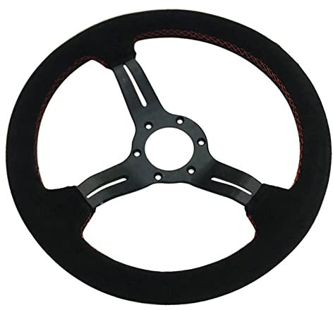 KYGFG Auto Drift Sportlenkrad 13 Zoll 330 Mm Universal-Wildleder-Rennlenkrad Schwarz MC20S0324145 (Farbe : Schwarz)