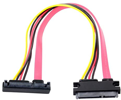 chenyang CY SATA Verlängerungskabel,SATA III 3.0 7+15 22 Pin SATA Stecker auf Buchse 90 Grad abwinkelt Daten Verlängerungskabel 30cm