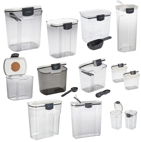Progressive ProKeeper Baker's Airtight Kitchen Storage Canister Container Set for Flour, Sugar & More, Keeps Ingredients Fresh, with Accessories (Multicolor, 13- Piece)