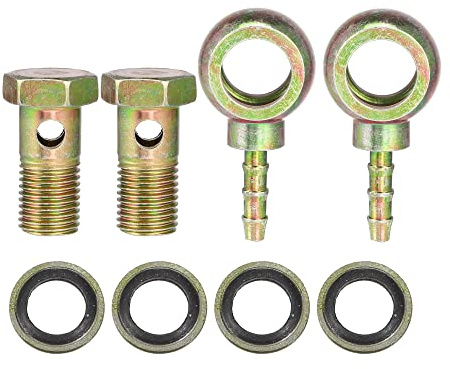 A ABSOPRO 2 Stück Auto Banjo Schlauch Barb Bolzen Fittings Adapter M14x1.5 6mm