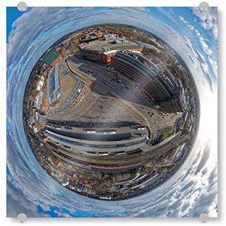 artboxONE Acrylglasbild 30x30 cm Städte HH-Bergedorfer Tor,Ginkgoplatz-50m - Bild Hamburg bahnlinie bahnstrecke