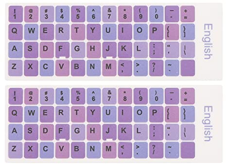 PATIKIL 2Pcs Universal English Keyboard Stickers, Replacement English Keyboard Stickers Deep Purple Background with Black Lettering for Computer Laptop Desktop