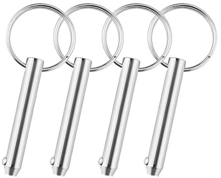 Set di 4 Perni a Sgancio Rapido in Acciaio Inox con Sfera Caricata a Molla, Anello in Acciaio Inox, per Accessori per Bbarche (10 x 65 mm)